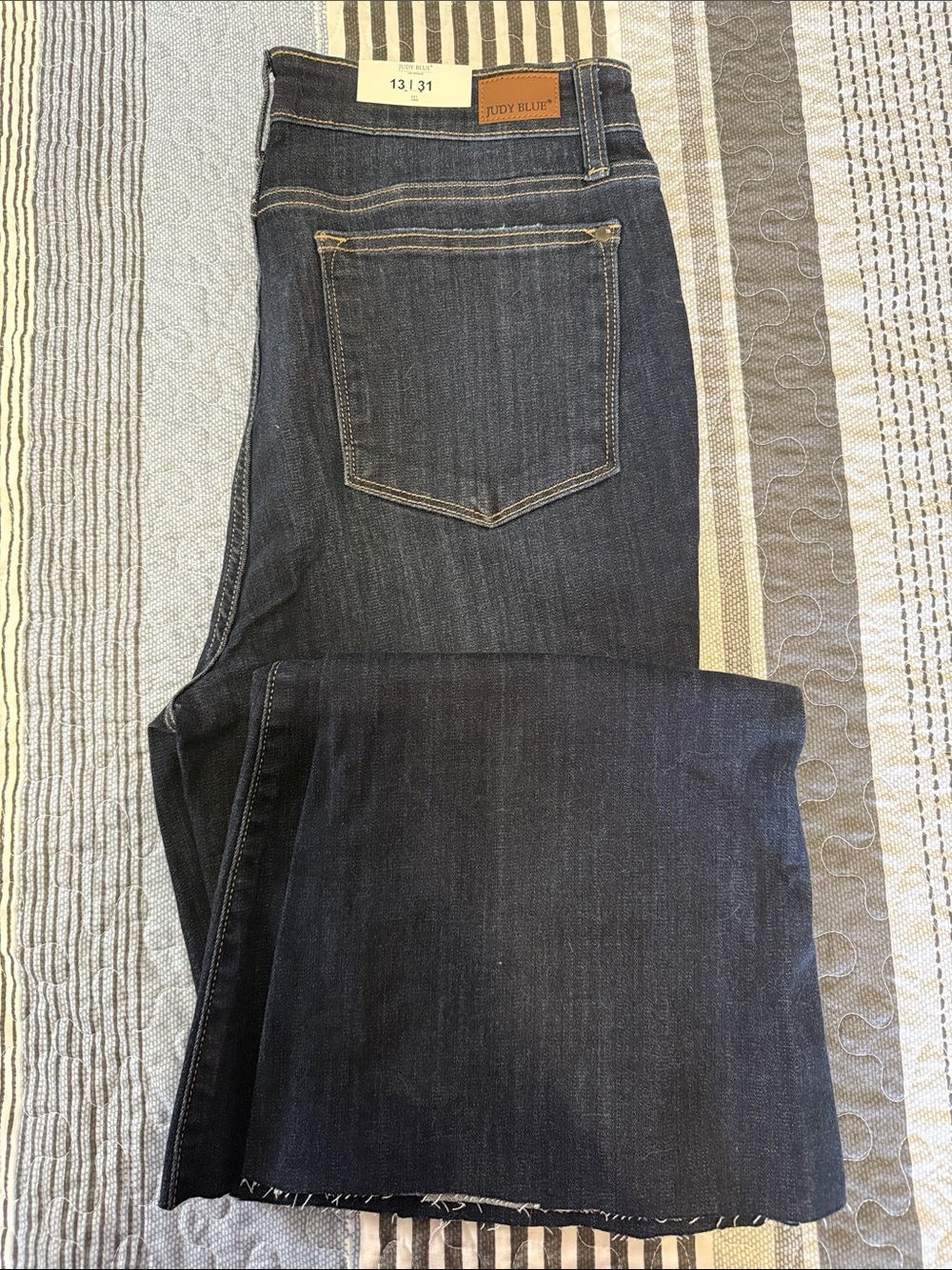 Judy Blue Dark Indigo Wide Leg Jeans with Contrast Stitching